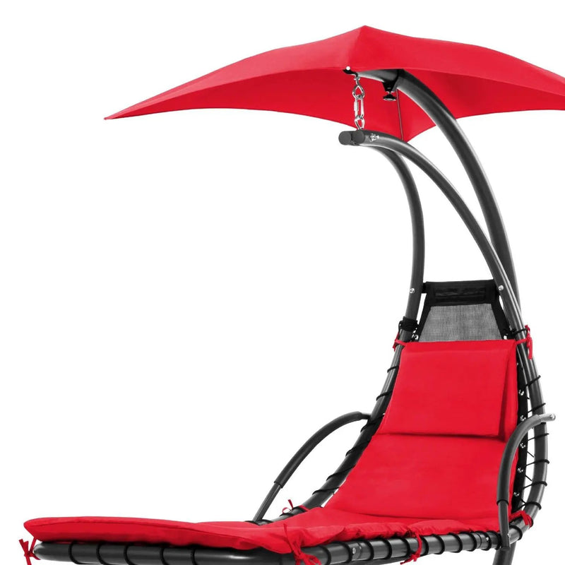 Red Single Person Sturdy Modern Chaise Lounger Hammock Chair Porch Swing by HomePacific