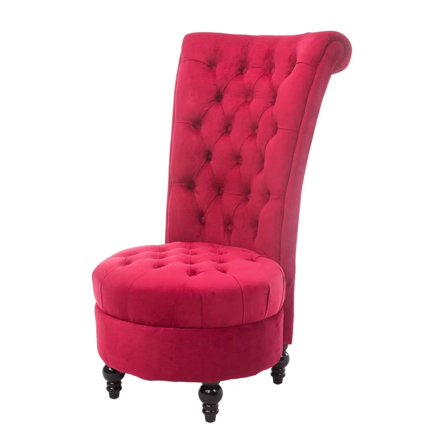 Red Tufted High Back Plush Velvet Upholstered Accent Low Profile Chair by HomePacific