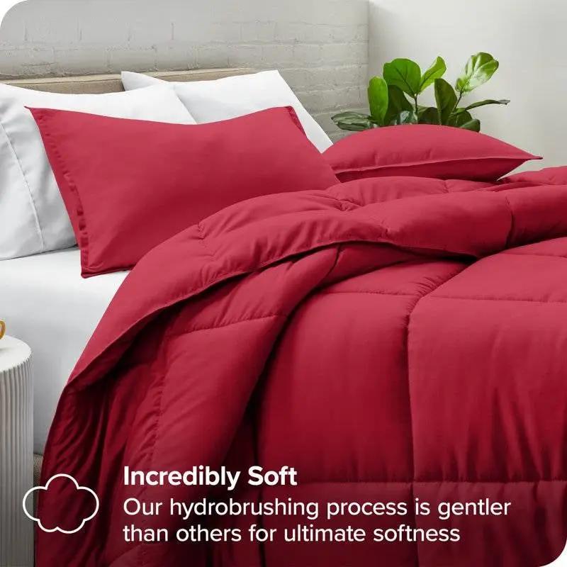 Full/Double Size All Season Super Soft Down Alternative Comforter Set Red by HomePacific