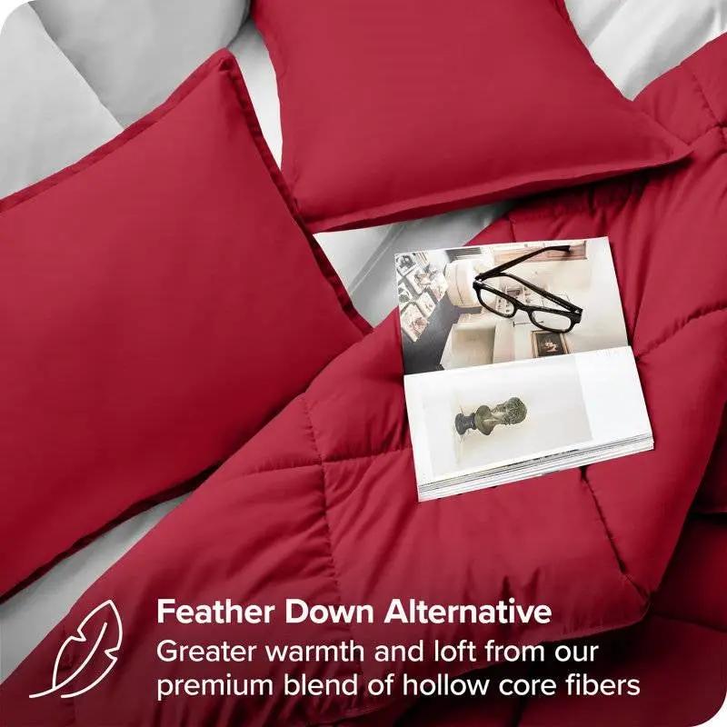 Full/Double Size All Season Super Soft Down Alternative Comforter Set Red by HomePacific