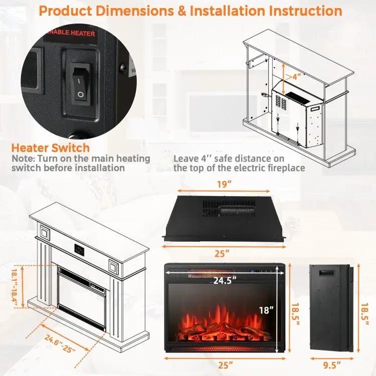 25 inch 3 Flame Colors Recessed Electric Heater by HomePacific