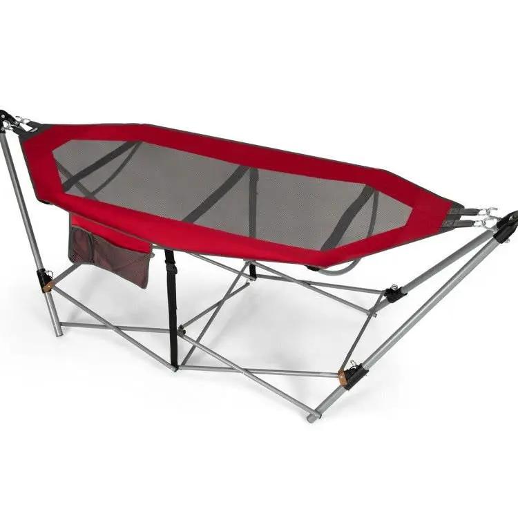 Red Portable Camping Foldable Hammock with Stand and Carry Case by HomePacific