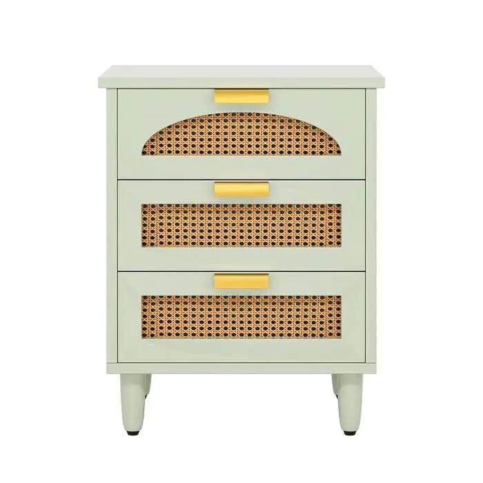 Retro Mid-Century Modern 3 Drawer Bedside Table Nightstand in Mint Green by HomePacific