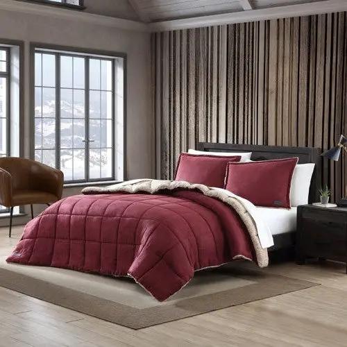 Twin Plush Sherpa Reversible Micro Suede Comforter Set in Marron by HomePacific