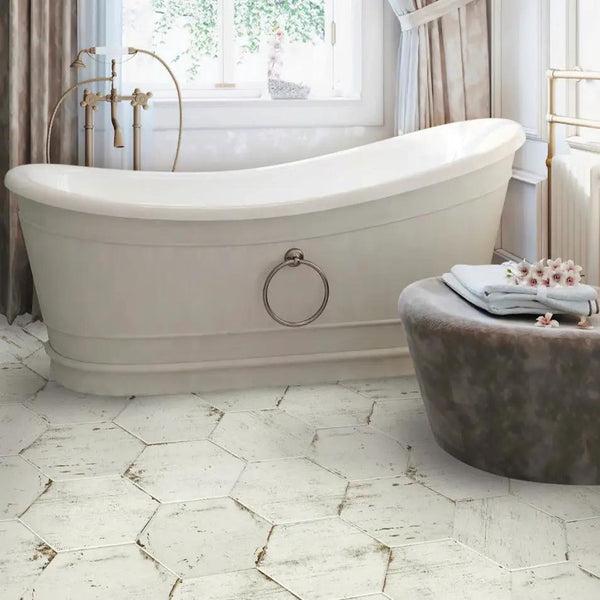 Ivory White 14x14 Matte Hexagon Porcelain Tile (9 pack, 10.8 sq ft/case)