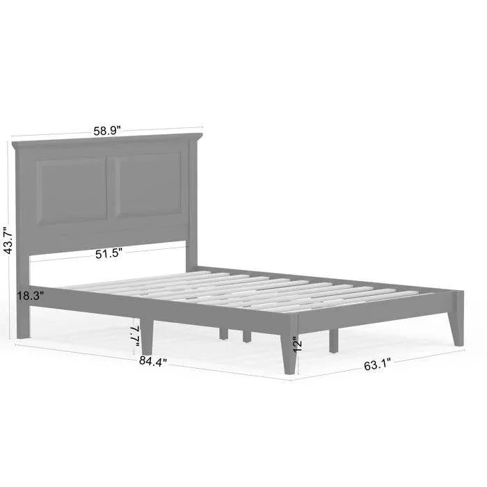 Queen Traditional Solid Oak Wooden Platform Bed Frame with Headboard in Black by HomePacific
