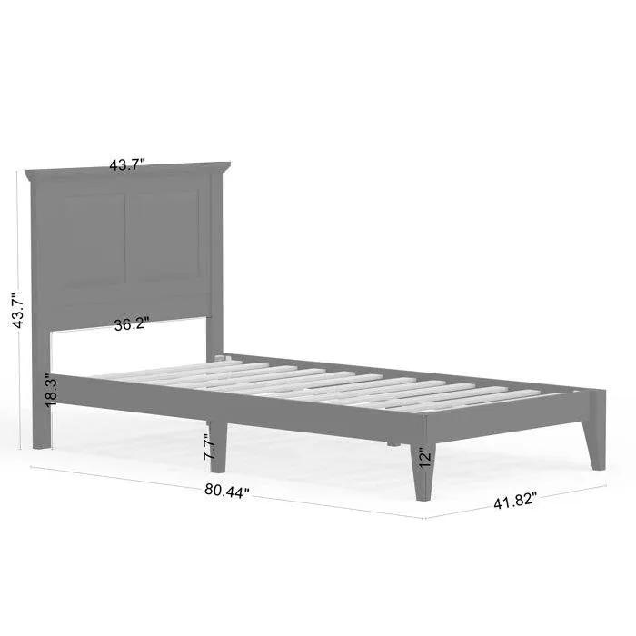 Twin Traditional Solid Oak Wooden Platform Bed Frame with Headboard in Black by HomePacific
