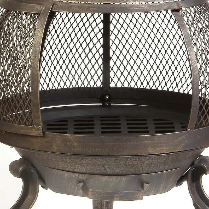 Rustic Outdoor Steel Cast Iron Chimenea Wood Fire Pit by HomePacific