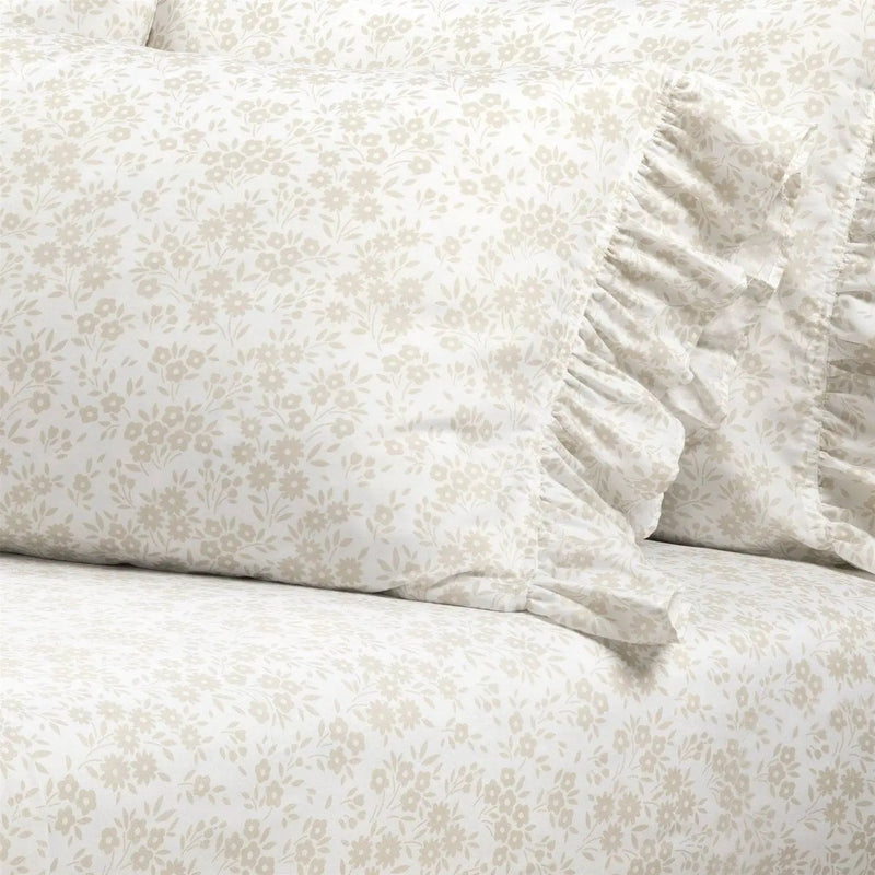 Queen Size Polyester Tan Ruffle Floral 6 Piece Sheet Set by HomePacific