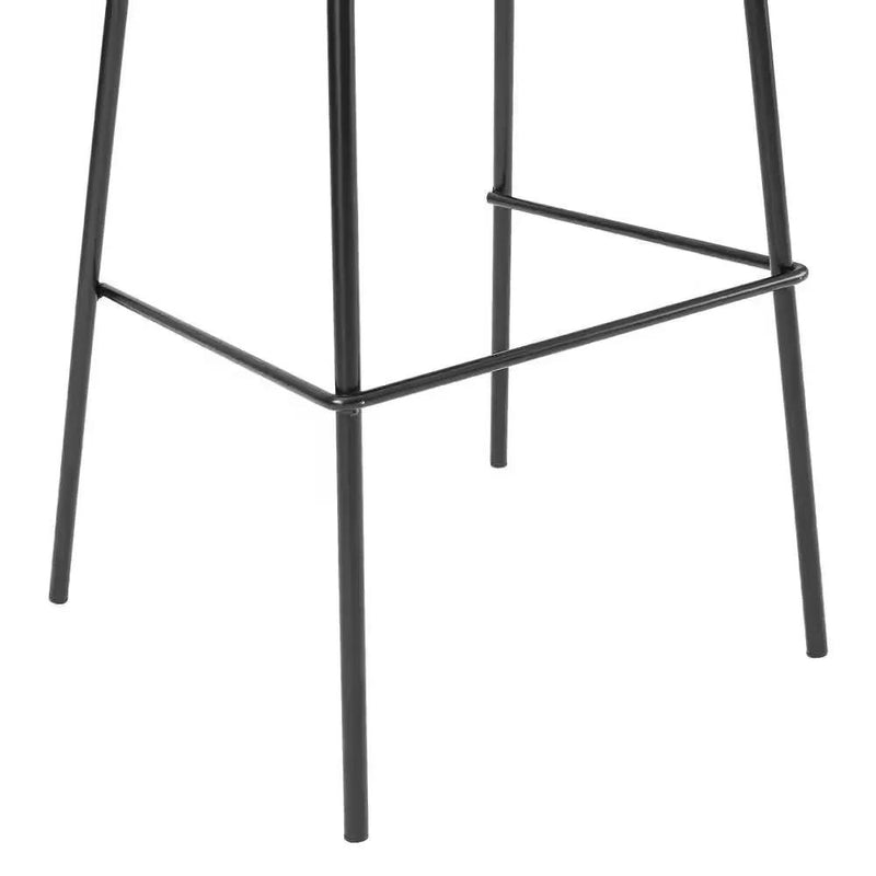 Set of 2 - Modern Low Back Barstool with Black Metal Frame and Grey Linen Seat by HomePacific