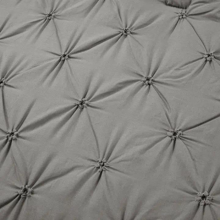 King Size Soft Pleated Grey Cotton 3 Piece Comforter Set by HomePacific
