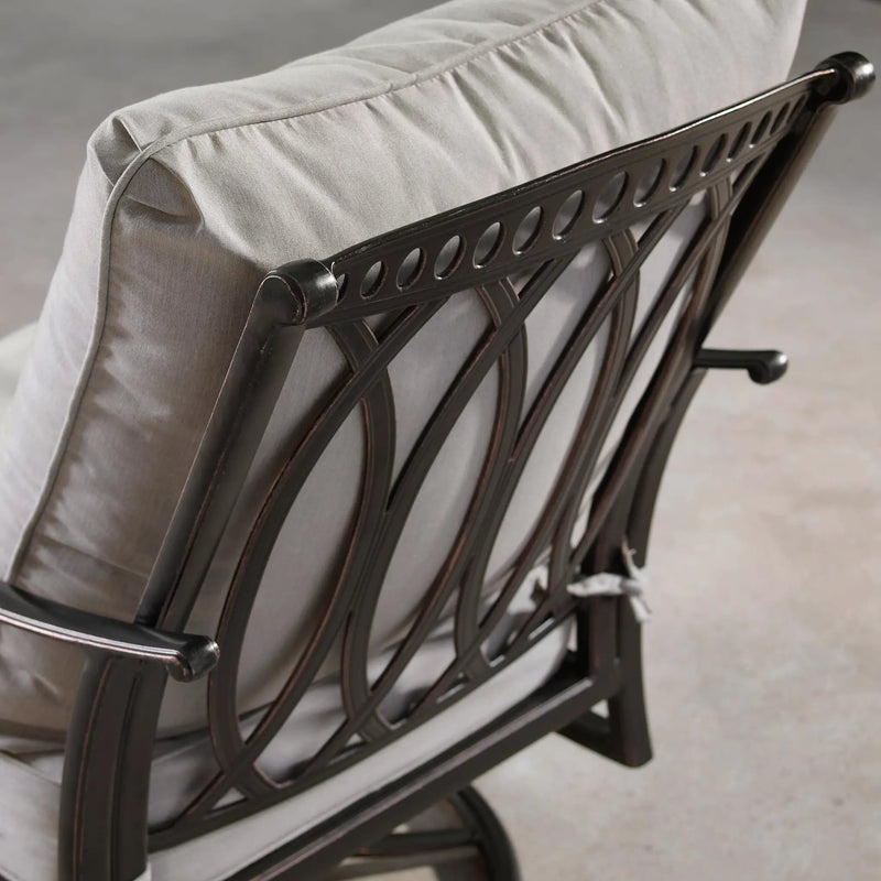 Aluminum Ornate Deep Seating Swivel Rocking Club Chairs Grey Cushions by Sharicks