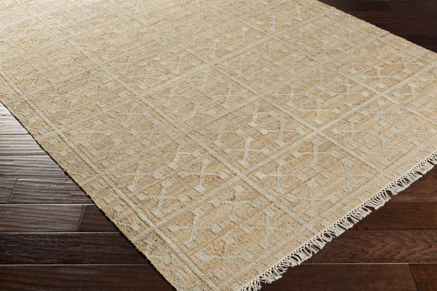 Rice Handcrafted Fringed Jute Carpet by Boutique Rugs