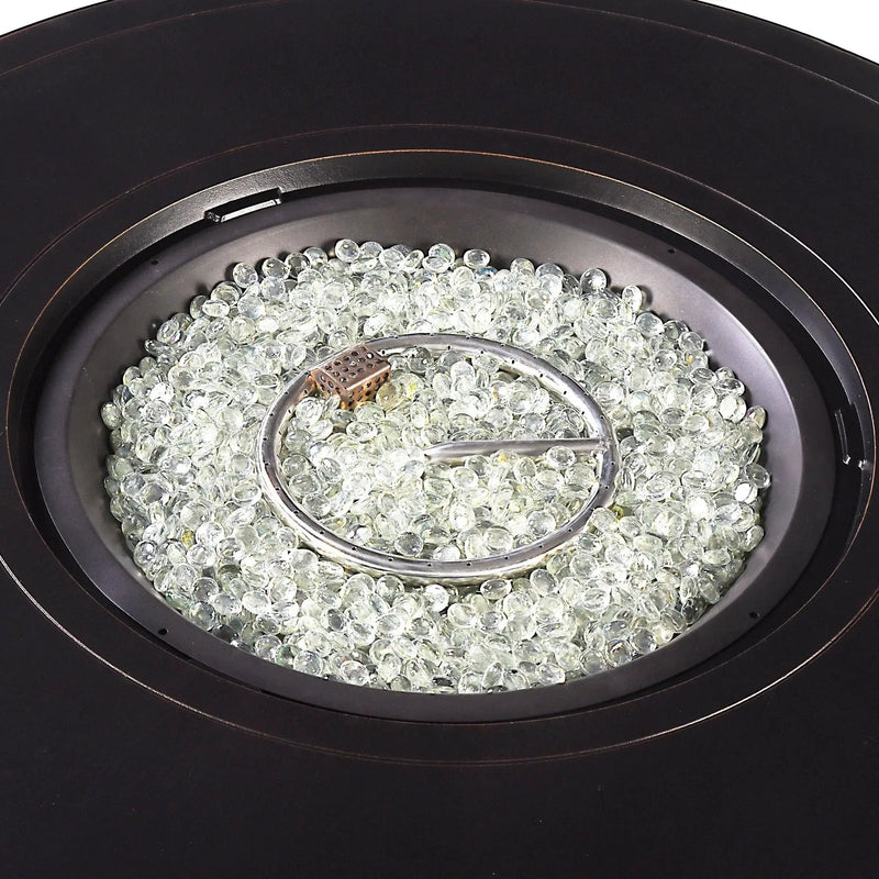 Aluminum 44-in Round Propane Fire Table with Beads, Covers and Lid by Sharicks