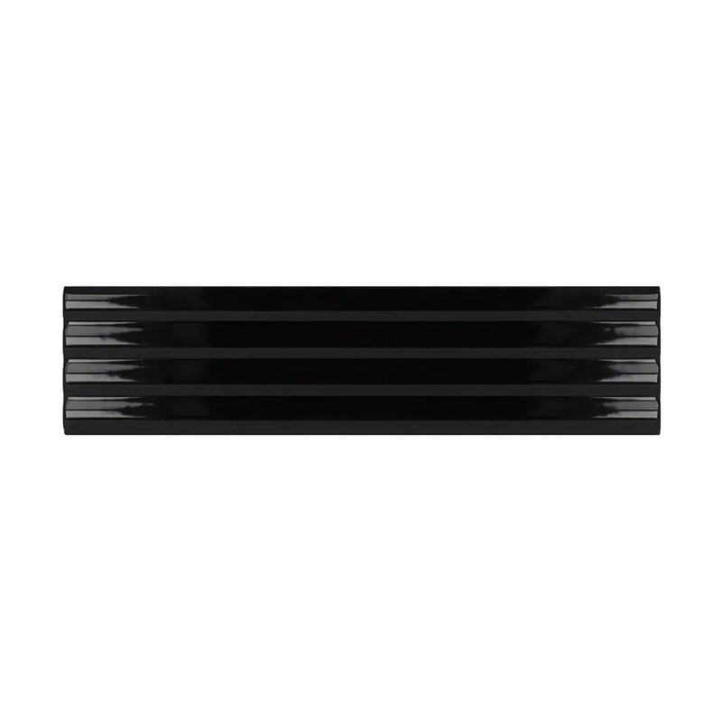 Black 2x8 Glossy Ceramic Subway Deco Tile (38 pack, 4.09 sq ft/case) by Apollo Tile