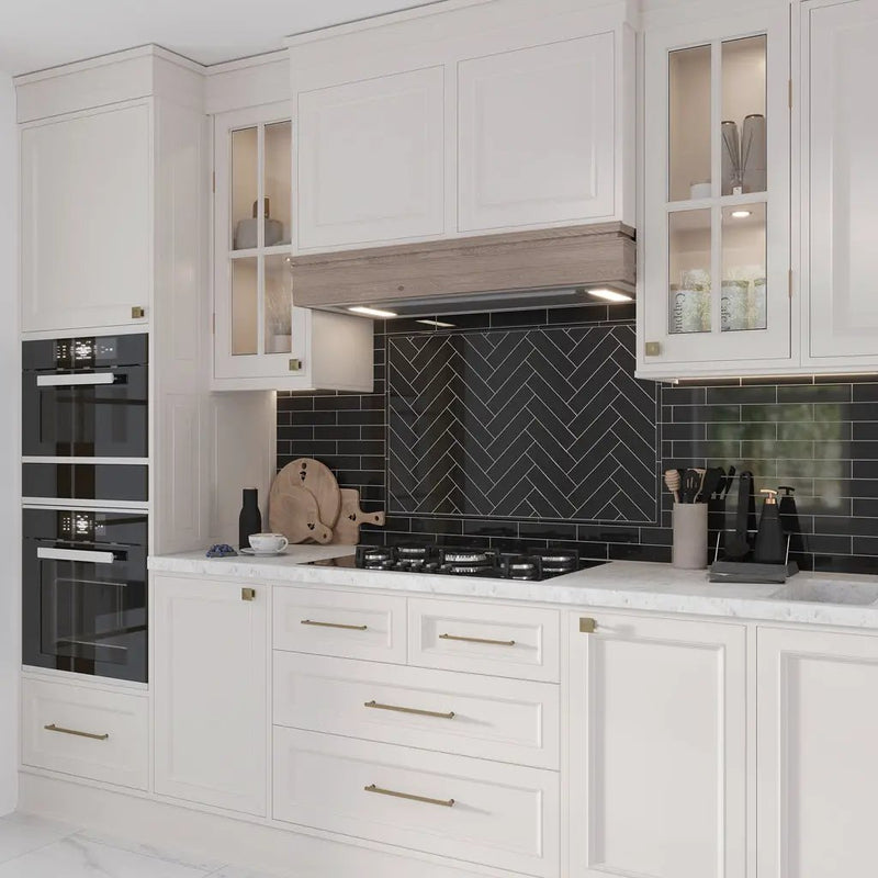 Black 2x8 Glossy Ceramic Subway Tile (60 pack, 6.48 sq ft/case) by Apollo Tile