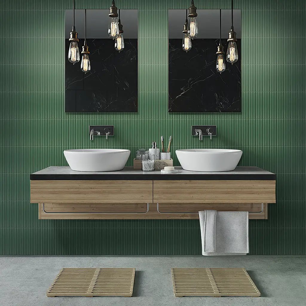 Green 2x8 Matte Ceramic Subway Deco Tile (42 pack, 4.52 sq ft/case) by Apollo Tile