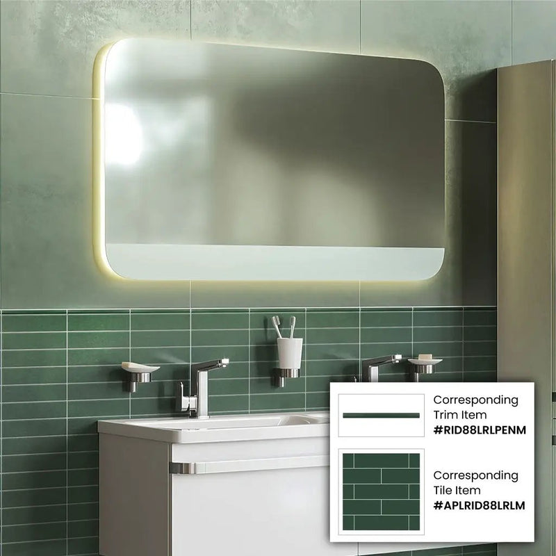 Green 0.5x8 Matte Ceramic Pencil Tile Trim (10 pack, 0.3 sq ft/case) by Apollo Tile