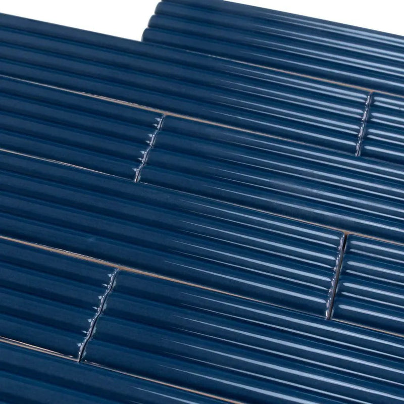 Blue 2x8 Glossy Ceramic Subway Deco Tile (38 pack, 4.09 sq ft/case) by Apollo Tile
