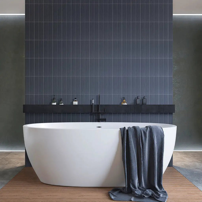 Blue 2x8 Matte Ceramic Subway Deco Tile (42 pack, 4.54 sq ft/case) by Apollo Tile