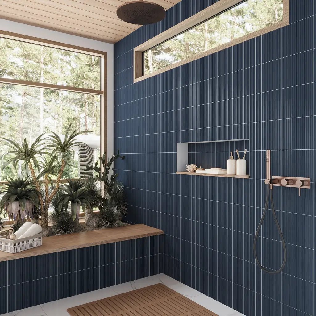 Blue 2x8 Matte Ceramic Subway Deco Tile (42 pack, 4.54 sq ft/case) by Apollo Tile