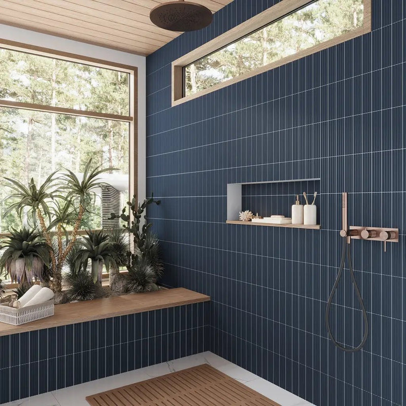 Blue 2x8 Matte Ceramic Subway Deco Tile (42 pack, 4.54 sq ft/case) by Apollo Tile