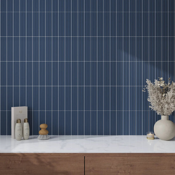 Blue 2x8 Matte Ceramic Subway Deco Tile (42 pack, 4.54 sq ft/case)