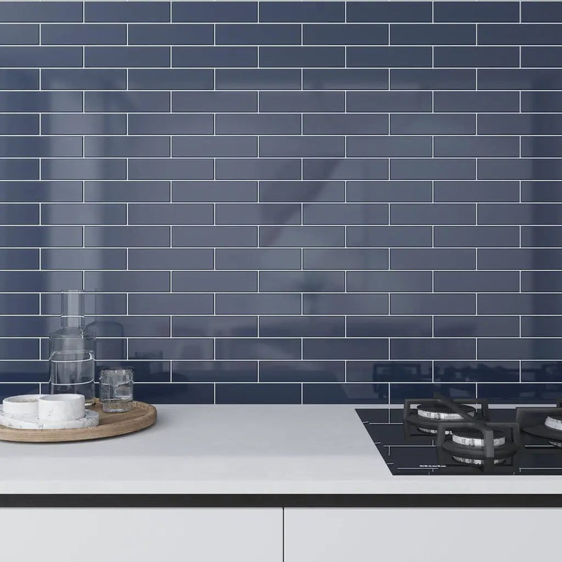 Blue 2x8 Glossy Ceramic Subway Tile (60 pack, 6.48 sq ft/case) by Apollo Tile