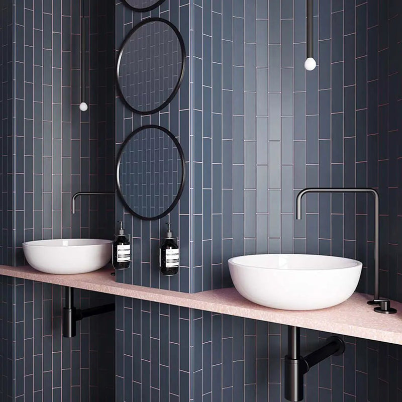 Blue 2x8 Matte Ceramic Subway Tile (60 pack, 6.48 sq ft/case) by Apollo Tile