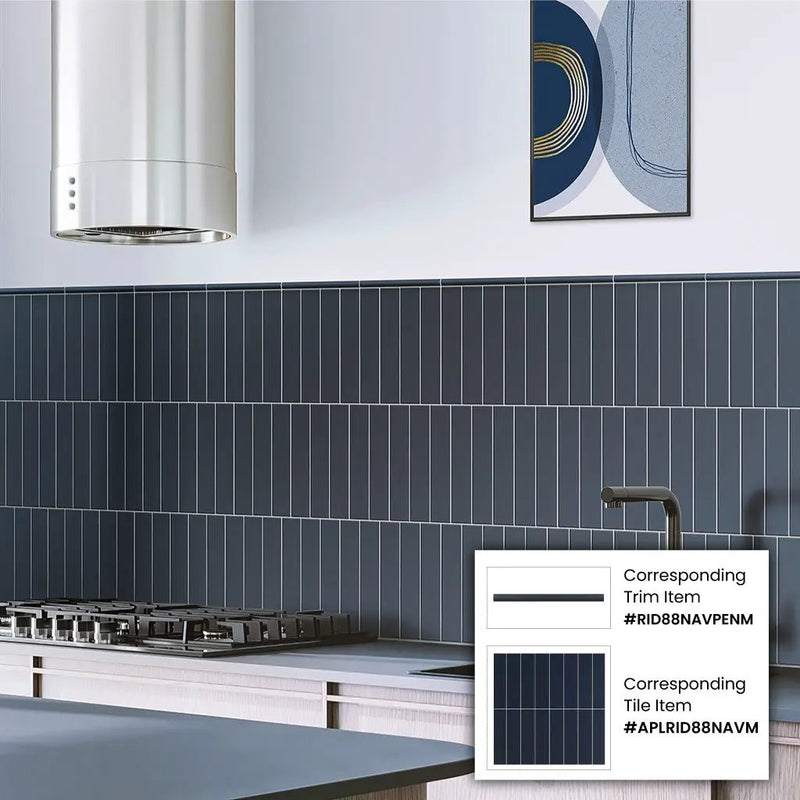 Blue 0.5x8 Matte Ceramic Pencil Tile Trim (10 pack, 0.3 sq ft/case) by Apollo Tile