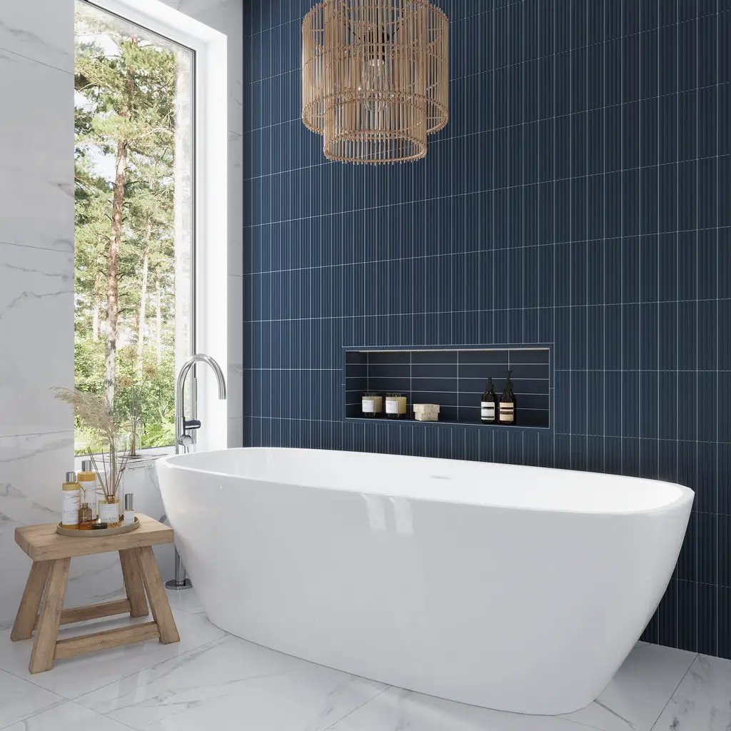 Blue 2x8 Matte Ceramic Subway Deco Tile (42 pack, 4.54 sq ft/case) by Apollo Tile