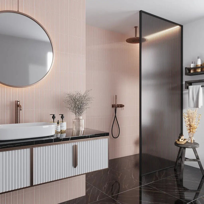 Pink 2x8 Glossy Ceramic Subway Deco Tile (38 pack, 4.09 sq ft/case) by Apollo Tile