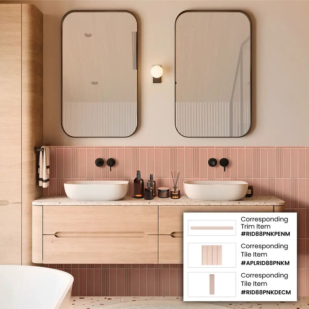 Pink 2x8 Matte Ceramic Subway Tile (60 pack, 6.46 sq ft/case) by Apollo Tile