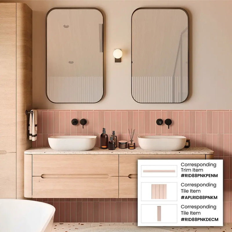 Pink 2x8 Matte Ceramic Subway Tile (60 pack, 6.46 sq ft/case) by Apollo Tile