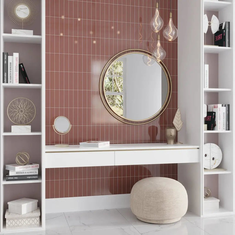 Red 2x8 Glossy Ceramic Subway Tile (50 pack, 5.38 sq ft/case) by Apollo Tile