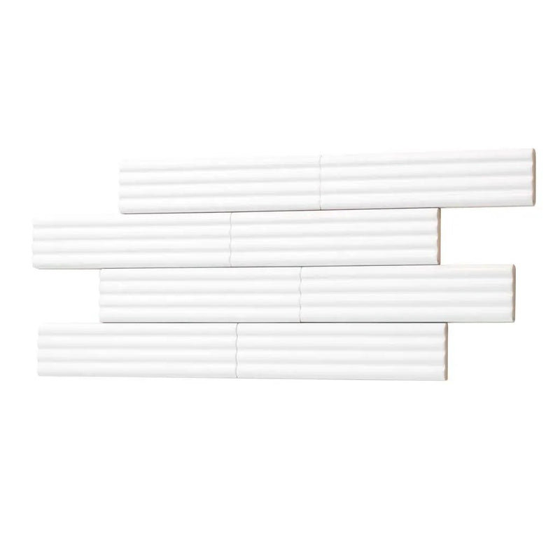 White 2x8 Matte Ceramic Subway Deco Tile (38 pack, 4.1 sq ft/case) by Apollo Tile