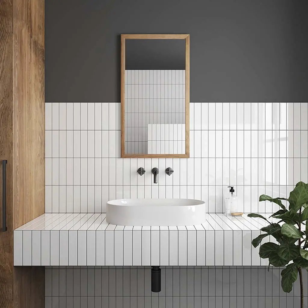 White 2x8 Glossy Ceramic Subway Tile (60 pack, 6.46 sq ft/case) by Apollo Tile