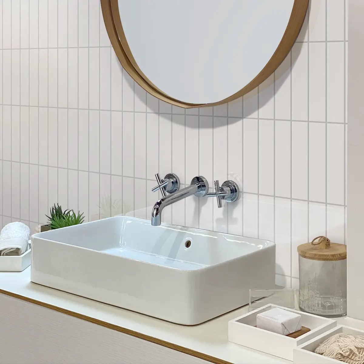 White 2x8 Glossy Ceramic Subway Tile (60 pack, 6.46 sq ft/case) by Apollo Tile