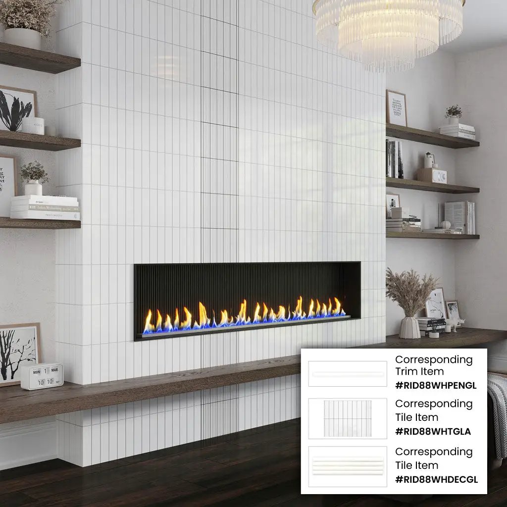 White 0.5x8 Glossy Ceramic Pencil Tile Trim (10 pack, 0.3 sq ft/case) by Apollo Tile