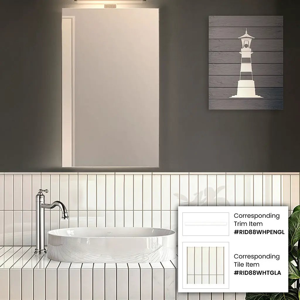 White 2x8 Glossy Ceramic Subway Tile (60 pack, 6.46 sq ft/case) by Apollo Tile