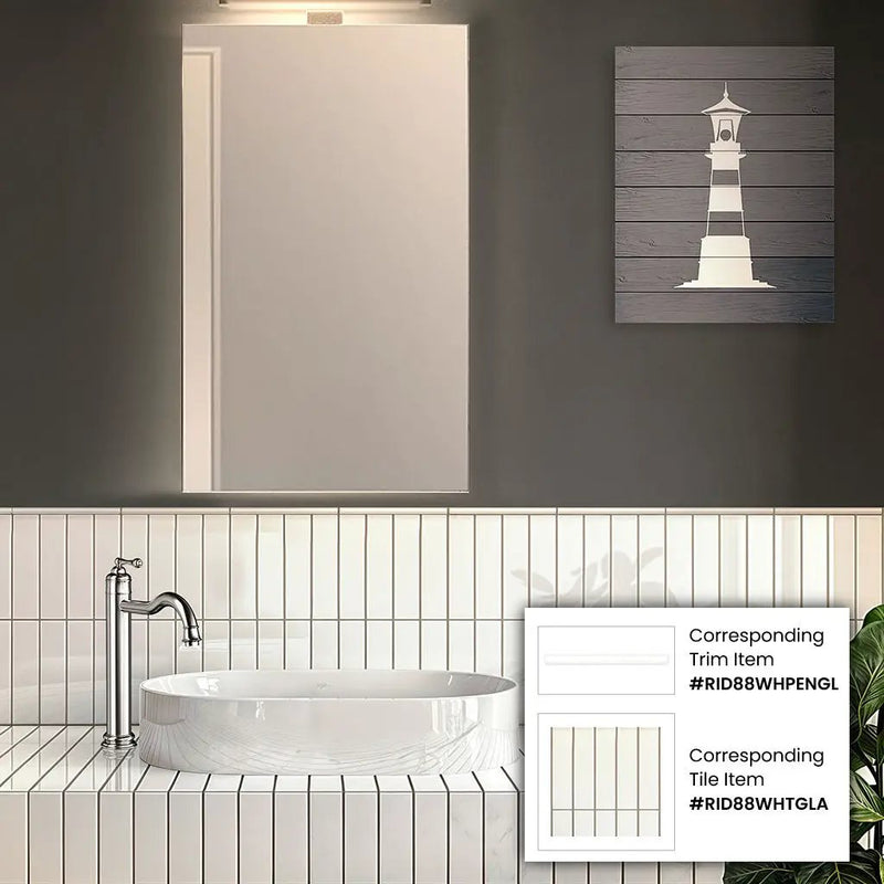White 2x8 Glossy Ceramic Subway Tile (60 pack, 6.46 sq ft/case) by Apollo Tile