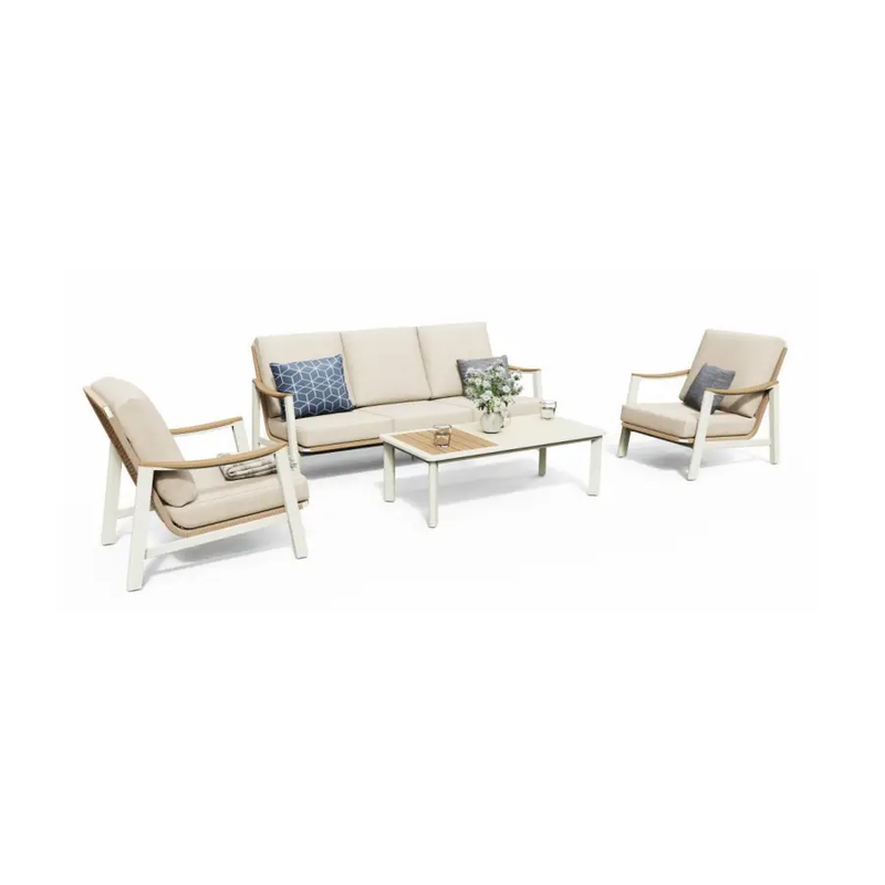 Riesling 4-Piece Wicker And Teak Living Room Set by Outdoor-USA®