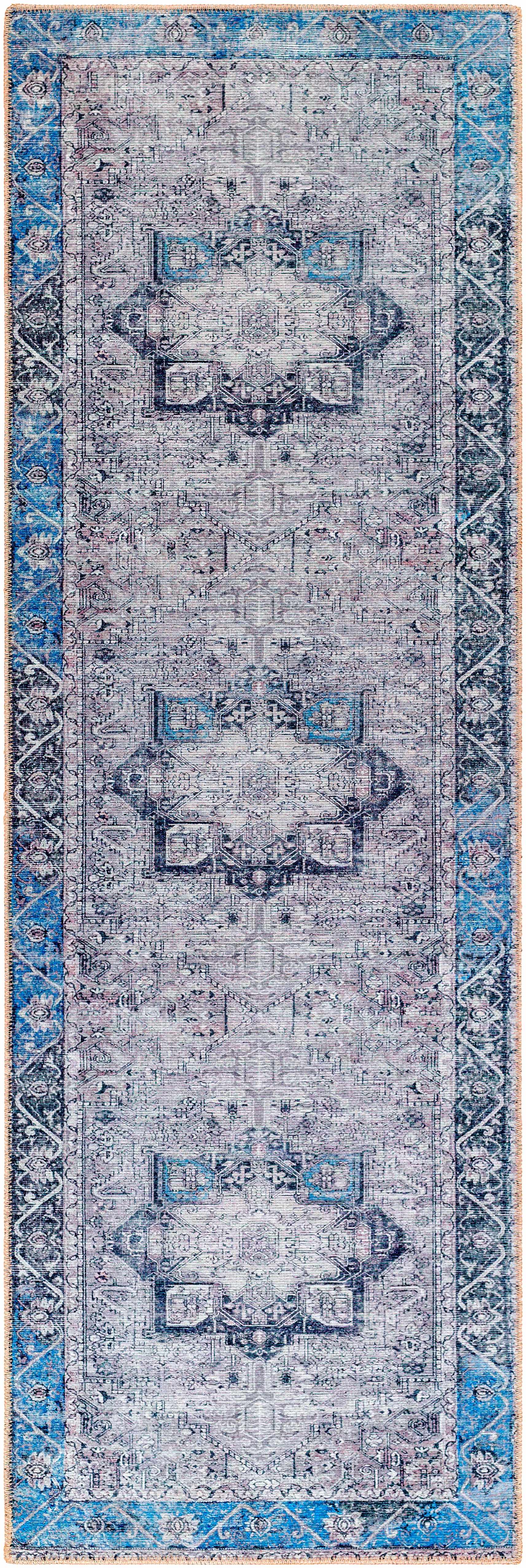 Rosman Blue&Beige - Promo Washable Area Rug - Clearance by Boutique Rugs
