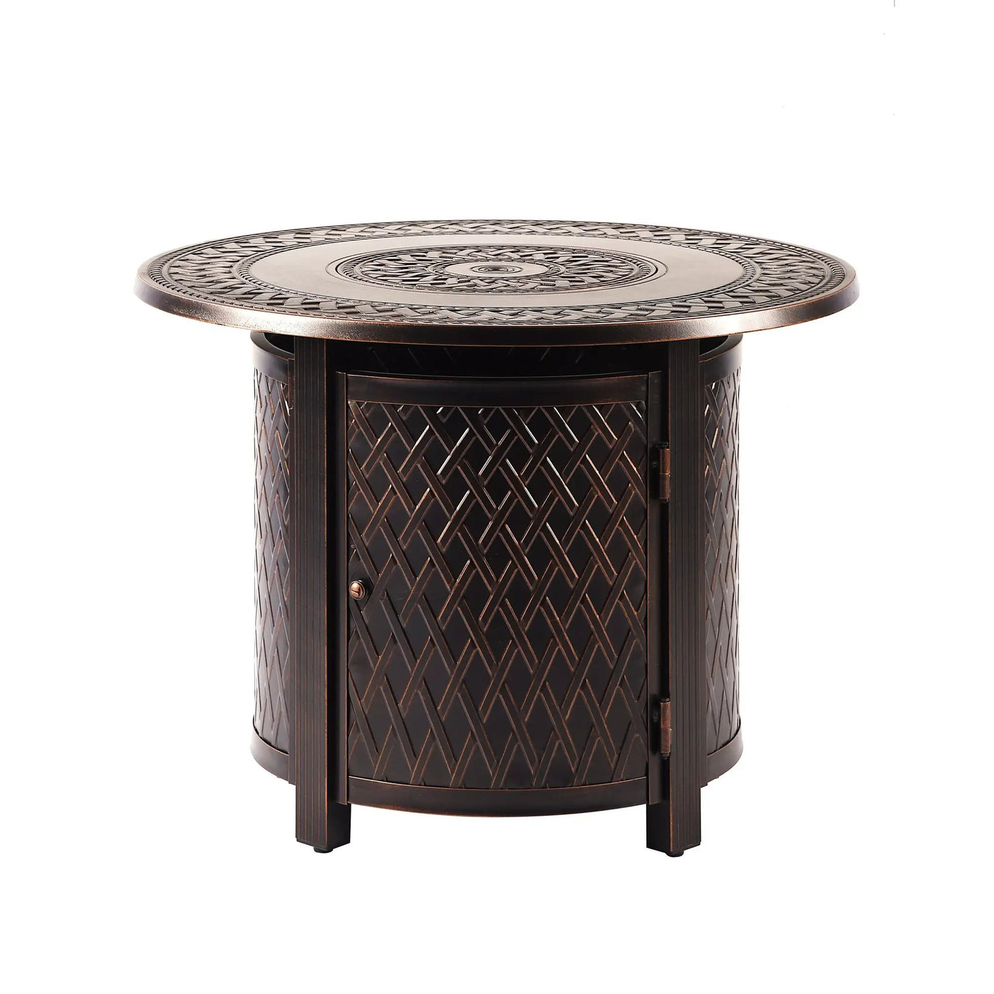 Aluminum 34-in Round Propane Fire Table with Beads, Covers and Lid by Sharicks