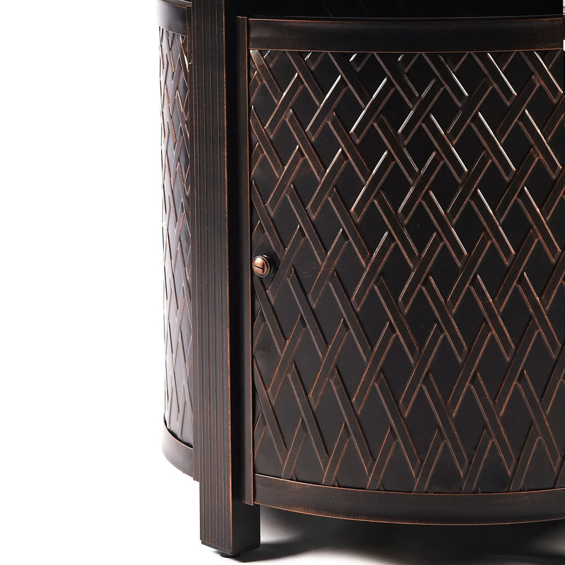 Aluminum 34-in Round Propane Fire Table with Beads, Covers and Lid by Sharicks