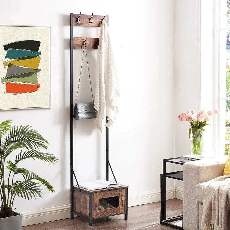 Modern Industrial Metal Wood Entryway Hall Tree Shoe Storage Bench Coat Rack by HomePacific