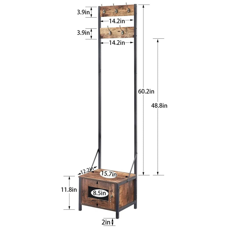 Modern Industrial Metal Wood Entryway Hall Tree Shoe Storage Bench Coat Rack by HomePacific
