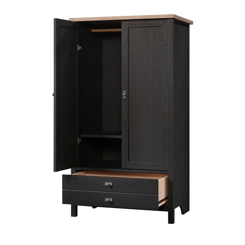 Bedroom Armoire Cabinet with Bottom Storage Drawer in Black Oak Wood Finish by HomePacific