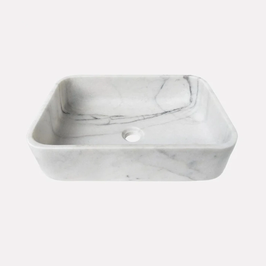 White Calacatta Marble Rectangular Sink Polished (W)12" (L)18" (H)6" by GobekDesign
