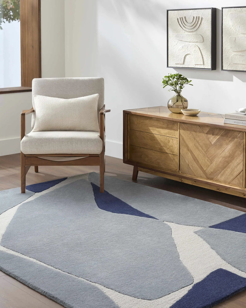 Robbins Modern Blue Wool Rug by Boutique Rugs
